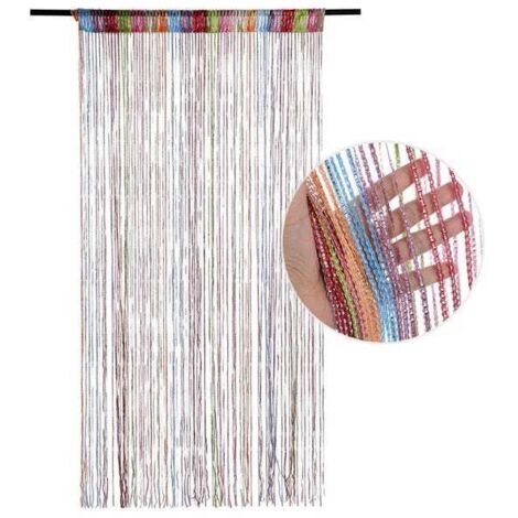 royaluxe - Rideau Anti-Mouches 90x200 cm – Fil Paillettes avec Perles Colorées pour Porte Extérieure, Décoration Festive
