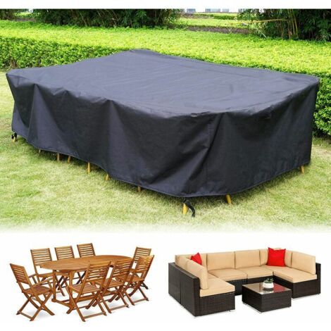 royaluxe - 300cm Housse de Protection Salon de Jardin, Housse Salon de Jardin Rectangulaire, Housse Imperméable pour Canapés de Jadin Table Chaise, Bâche Extérieur Salon de Jardin, 300x142x67cm (1/5)