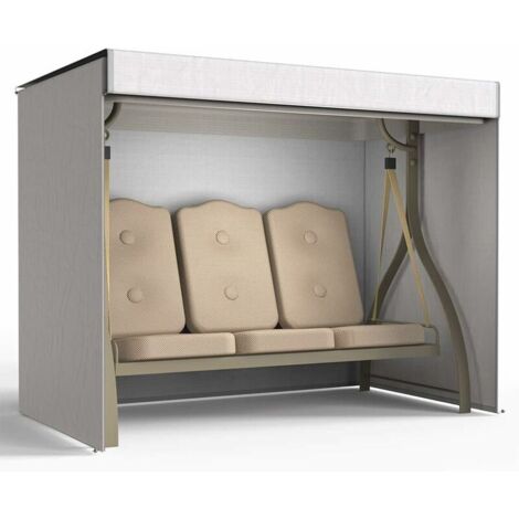 royaluxe - Housse de Balancelle 3 Places Imperméable et Respirant en Tissu Oxford 210D Résistant Bâche de Balancelle Anti-UV Extérieur 220 x 170 x 125 cm (Gris argenté),