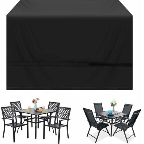royaluxe - Jardin Imperméables,Housse De Table De Patio Rectangulaire,Housse Salon de Jardin,Housse de Table Extérieur Bâche Tissu Oxford,Anti-Vent 12312374cm Noir (1/5)