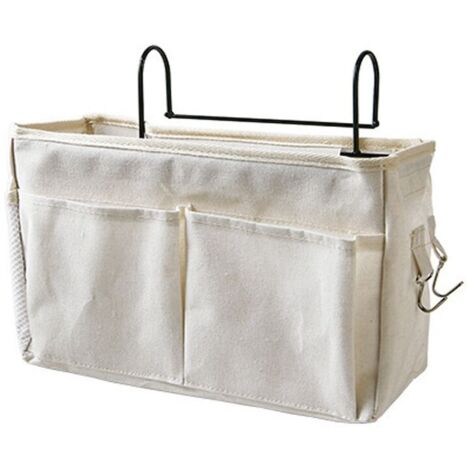 royaluxe - Organiseur de rangement de lit à suspendre - Pour magazines et tablettes - distance - Pour dortoir, lit, canapé blanc