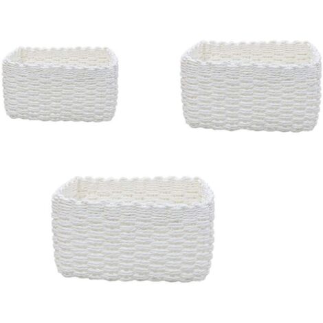 royaluxe - Paniers de Rangement Blanc en Papier Écologique Lot de 3 pour Placard Chambre Décoration, (1/5)