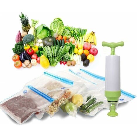 Kit de Sac sous Vide Alimentaire avec Pompe Manuelle, Sacs de Rangement Alimentaire Scéllés, sous Vide Réutilisables pour Aliments, (1/5)