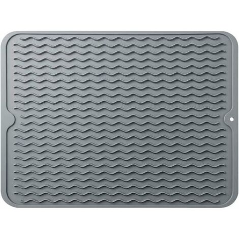 royaluxe - Tapis de vaisselle en silicone résistant à la chaleur pour lave-vaisselle, antidérapant (gris, grand) (1/5)