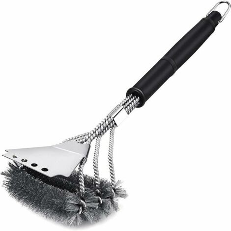 royaluxe - Brosse Barbecue, 3 en 1 Brosse Nettoyage Barbecue avec Grattoir, Poils Acier Inoxydable pour Nettoyer Rapidement & Efficacement Tous Les Grils, Conception Horizontale, Zone de Raclage Plus (1/5)