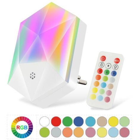 royaluxe - Veilleuse LED, Veilleuse LED Enfant Prise Electrique, RGB Veilleuse LED Enfant, Lampe Nuit Veilleuse Dimmable, Veilleuse Secteur avec Prise, Télécommande, Réglable 16 Couleurs pour Chambres (1/5)
