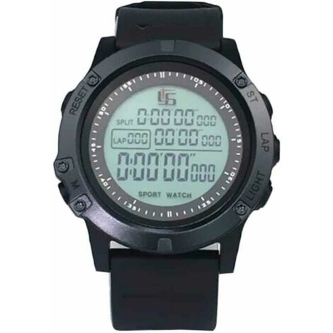 Montre d'arbitre de football avec minuterie minuterie veilleuse compte à rebours chronomètre professeur de sport jeu grand visage (noir) (1/5)