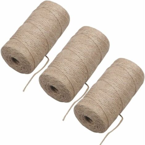 royaluxe - Corde De Chanvre Ficelle De Jute Corde De Jute Naturel pour Fleuriste, Emballage Cadeau, Jardin et Jour De Thanksgiving, Décoration De Noël 50m 3 Rouleaux