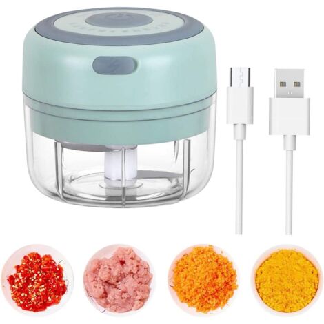 Mini Hachoir Electrique,260ML Petit Hacher,3.7V Mixeur Portable Mini Blenders Avec 3 Lames MéLangeur,Usb Rechargeable,Pour Noix Oignons Fruits Carotte Viande Aliments Pour Bébés (1/4)