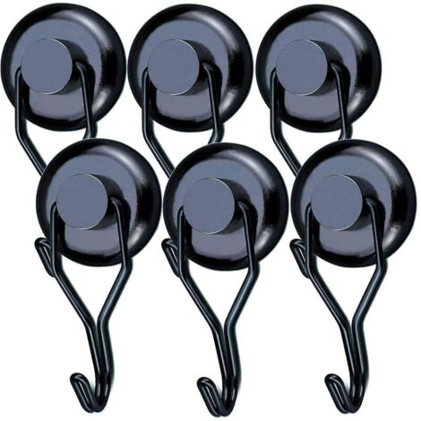 Crochet Aimanté Puissant 45 kg 32D Crochet Magnetique Frigo Noir Néodyme Pivotants Aimant Crochet Magnétique Crochets Aimantés Magnétiques pour Cuisine Torchon Tableau 6pcs (1/5)