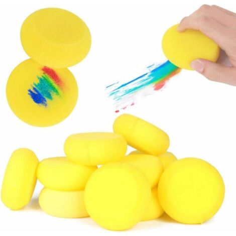 royaluxe - Pinceau Mousse Ronde Pinceaux Éponge Synthétiques Aquarelle Éponges Artiste Pinceaux de Peinture Enfant Peinture Ronde Éponge Outil pour la Peinture Poterie Artisanat Jaune 12 Pièces— (1/5)