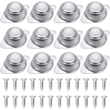 royaluxe - Roulettes à Billes pour Meubles,Lot de 12 Transfert à Billes,Rouleaux à Billes en Nylon et en Acier Inoxydable,Avec 24 vis,pour Chariot à Bagages Coulissant, Meubles, Fauteuil Roulant Livré (1/5)