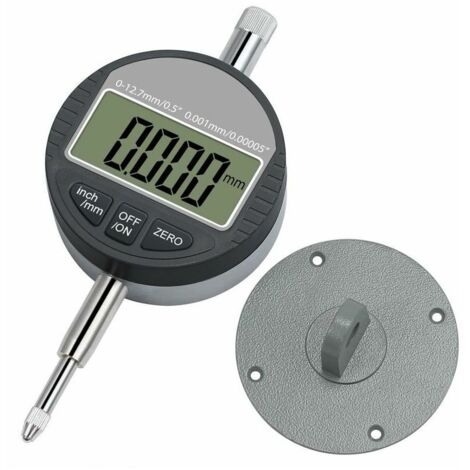 royaluxe - LED Micromètre numérique 0.001mm / 0.00005 '' Indicateur numérique Precision Gauge 0-12.7mm / 1 '' comparateur électronique/indicateur de sonde numérique,une pièce, gris,