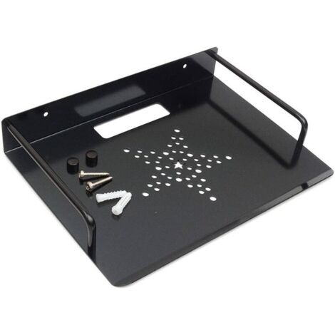 royaluxe - Équerre pour étagère Murale en Alliage d'aluminium, Support pour Box TV, Apple TV, Roku 3/2, routeur, Mini PC, TV, Accessoires, DVD (1 Tier, Noir)