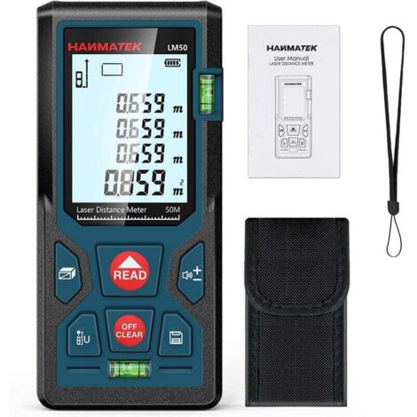 royaluxe - Télémètre Laser Numérique, LM50 50m Mètre laser numérique,Mesure du théorème de longueur/Zone/Volume/Théorème de Pythagore avec Rétroéclairage LCD, IP54, (1/5)