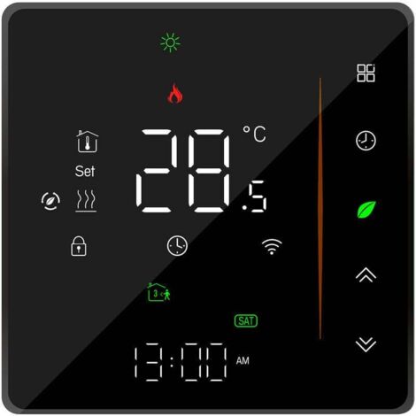 royaluxe - Thermostats de chauffage intelligents WiFi, contrôleur de température, prend en charge les applications tactiles/mobiles/commande vocale, thermostats BHT-006GALW, noir, pour chaudière à eau (1/5)