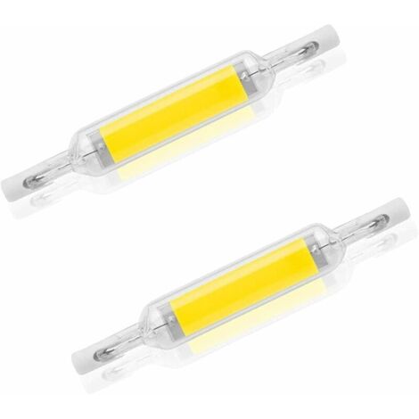 royaluxe - Lot de 2 ampoules LED R7S 10 W 78 mm à intensité variable blanc froid 6000-6500 K 100 W halogène J78 de remplacement, tube de base R7S à double extrémité, angle de faisceau 360, économie d' (1/5)