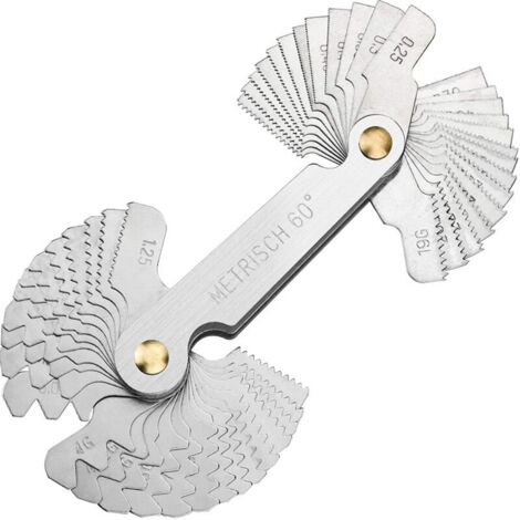 royaluxe - Outil Jauge de Filetage Inox, Jauge à Vis avec 52 Lames Centre Gage Jauge à Pas 55 ° et 60 ° (Métrique + Impérial)