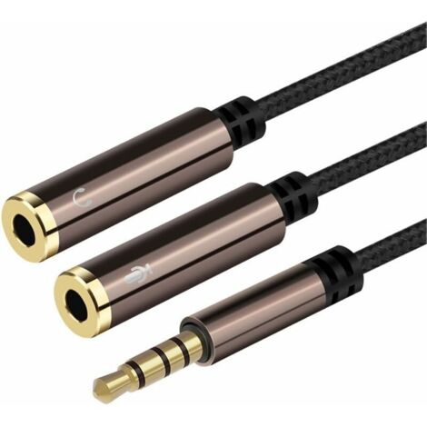 30cm Audio Câble Adaptateur Jack 3.5mm Mâle vers 2 Femelle Splitter Audio Câble de Rallonge Adaptateur Audio Stéréo Plaqué Or pour Téléphones. . Orateurs. Tablettes. PC. Lecte (1/5)