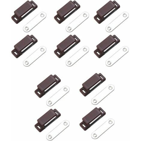 royaluxe - Loqueteau magnétique puissant – force de maintien 4kg – lot de 10 - brun – aimant porte – loqueteau aimant – aimant placard – aimant porte de placard, (1/4)