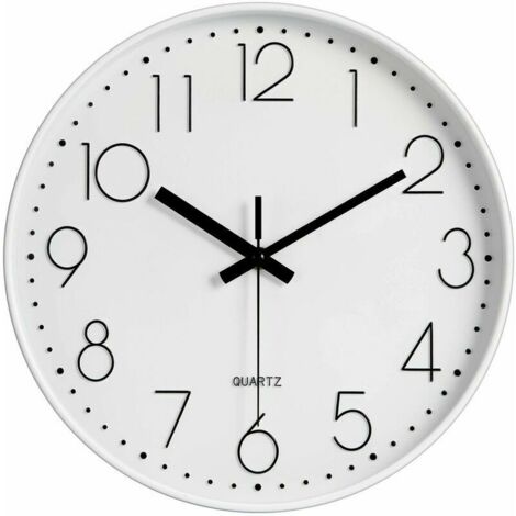 royaluxe - Horloge murale silencieuse à quartz moderne de 12 pouces avec horloges murales en chiffres arabes sans cocher décoration d'accessoires pour la maison (blanc) (1/5)