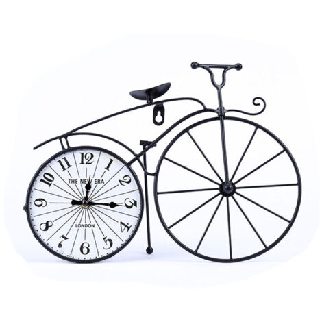 royaluxe - Horloge murale en fer maison chambre horloge silencieuse horloge de personnalité , vélo noir , 37,5  5  27cm, (1/5)