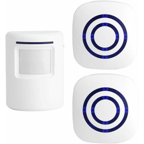 royaluxe - Sonnette à détecteur de mouvement pour entreprises, kit de sonnette d'extérieur sans fil avec détecteur de mouvement infrarouge avec 2 récepteurs enfichables et 1 détecteur de mouvement PIR