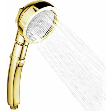 royaluxe - Pommeau de douche, douchette universelle 3 modes pommeau de douche à main douche à économie d'eau avec fermeture chrome pommeau de douche amovible douche de salle de bain, or (1/5)