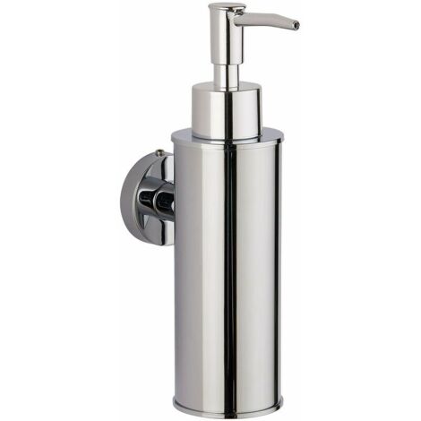 royaluxe - Distributeur de savon mural en acier inoxydable 304 pour salle de bain, cuisine, décoration d'intérieur (rond, chromé) (1/5)