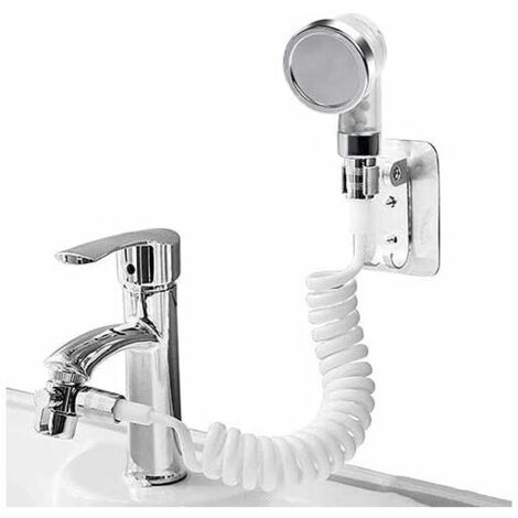 royaluxe - Ensemble Pommeau Douche pour Lavabo, Douchette de Salle de Bain, Tuyau Télescopique, Parfait pour Laver les Cheveux ou Nettoyer le Lavabo (Base) (1/5)