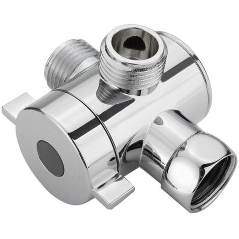 royaluxe - 3 Voies Soupape, G1/2in Inverseur de Douche à Trois Voies avec Valve d'arrêt,Valve Adaptateur en Forme de T,Adaptateur Douche Accessoire pour Pomme de Douche à Main/Pommeau Fixe Chromé 1PCS (1/5)