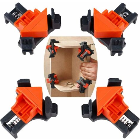 royaluxe - 4pcs 90 Degrés à Angle Droit Pince, Pinces d'angle pour menuiserie, les outils de clip de cadre en bois, les outils de travail du bois pour le forage, la fabrication d'ébénisterie (1/5)