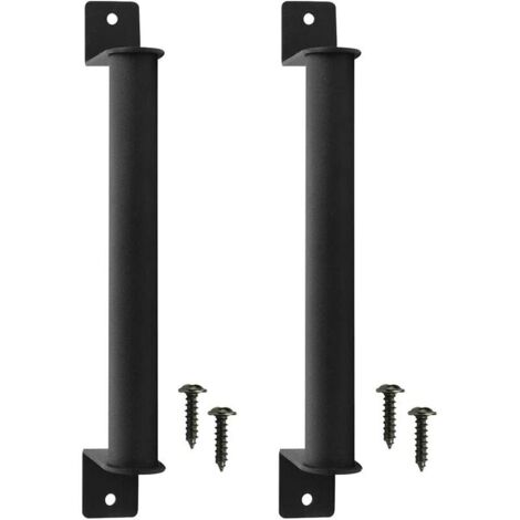 royaluxe - Lot de 2 poignées de porte de grange très résistantes, poignées de quincaillerie de porte de grange avec 4 vis, poignée de porte noire pour porte de grange coulissante en bois, (1/5)