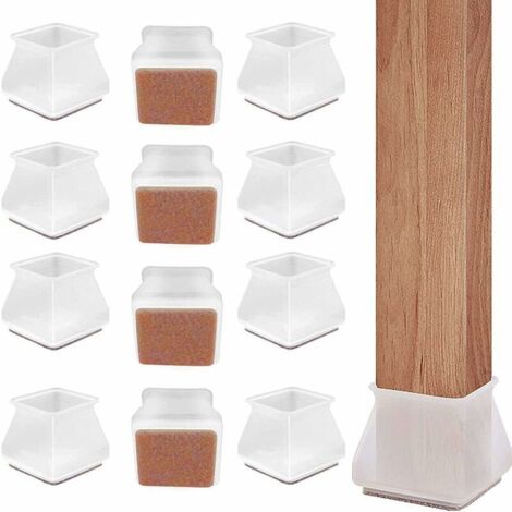 Silicone Chaise Casquettes Pieds 12 Pièces, 35-50mm Silicone Wood Floor Protect Set, Patins pour Meubles Silicone Protection Plaquettes de Pieds de Meubles Chaise Jambe Caches Housse de Table，Fontaine (1/5)