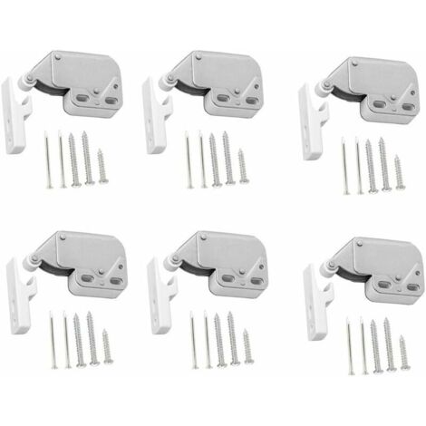royaluxe - Fermeture à Ressort Porte d'Armoire , Loqueteaux à Ressort Loqueteaux pour Porte Mini Latch avec Plaque de Retenue 6 pièces