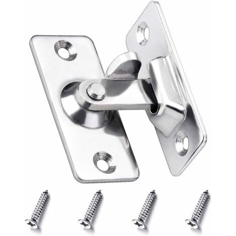 royaluxe - 90 Degrés Loquet de Porte à Angle de Sécurité Serrure Porte Coulissante Moraillon Acier Inoxydable avec Vis, (Argent.1pcs) (1/5)