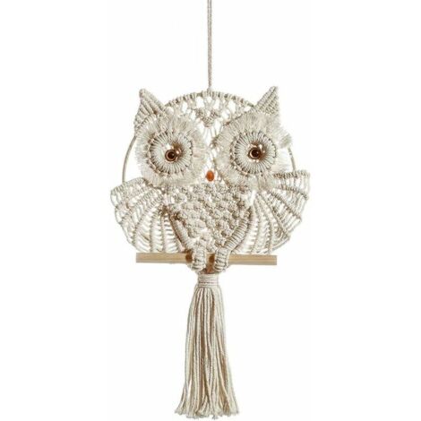 royaluxe- Kit De Chouette macramé mur tapisserie suspendu, Bohême Hiboux, Catchers rêve tapisserie tissée à la main Boho Ornement Décoration murale suspendue Art landmark (25x68cm)