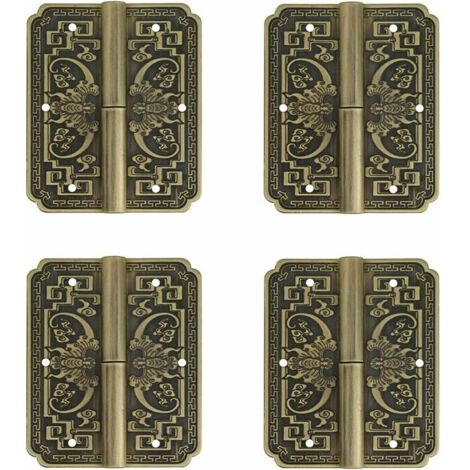 royaluxe- Antique En Laiton Double Portes Charnières Armoire Tiroir Armoire Bibliothèque Porte Amovible Charnières Meubles Accessoires,(4 Pcs ,Bronze) (1/5)