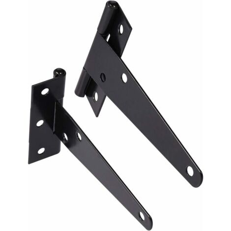 royaluxe- 10 Pcs Charnière en T Robuste Noir Antirouille avec Vis de Charnière de Porte, Charnière de Portail en Bois de Jardin, Charnière de Porte Extérieure Durable, DIY Hangar Porte, Fenêtre, Garag (1/5)