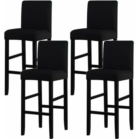 royaluxe -Tabourets Hauts Housse de Chaise de Bar Couverture de Chaise de Pub Amovible et élastique,Noir 4 Pièces