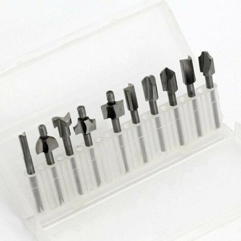 royaluxe -10pcs 1/8 3mm Tige HSS Routeur Bits Fraisage Gravure Sur Bois Pour Dremel Outil Rotatif Embouts de Fraisage Routage Pour Bricolage Menuiserie Gravure (1/4)