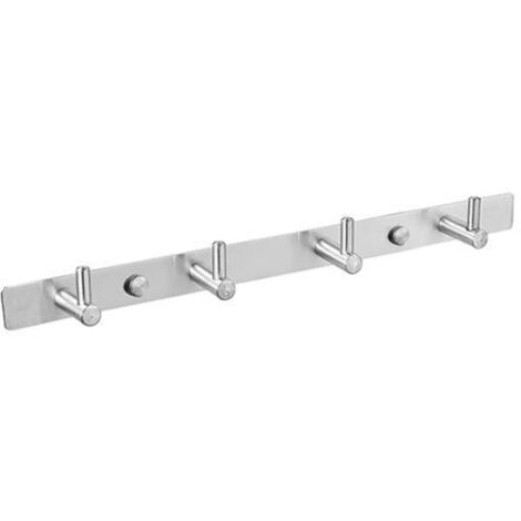royaluxe -Porte-clés mural en nickel brossé de 10,6 pouces avec 4 crochets pour clés pour entrée, porte, salle de bain, cuisine, couloir (acier inoxydable 304, argent)