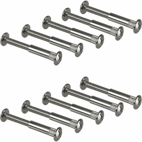 royaluxe -Vis de Raccordement Meubles M6  Épaisseur du bois 32-42 mm  10 Pièces - Vis de Raccordement  Acier Nickelé  Connecteur d'armoire Phillips PZ2 et lame plate  Vis de connecteur de meubles (1/4)