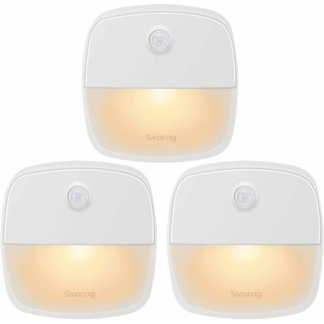 royaluxe -Lampe de détection des mouvements intérieurs, lampe de détection des mouvements alimentée par batterie, Chambre, lampe de nuit automatique LED pour la sécurité (lumière chaude)3PCS