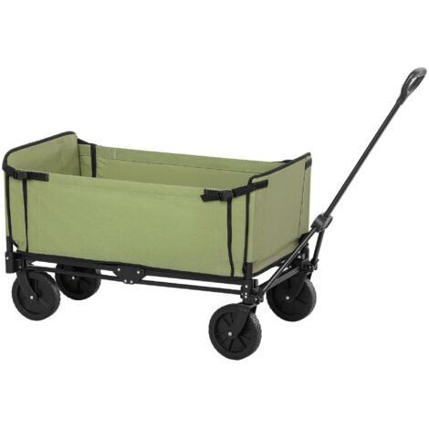 royaluxe -Chariot de jardin pliable 130 L chariot de transport sac amovible poignée télescopique rotative 90 x 50 x 60 cm noir (1/5)