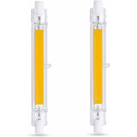 royaluxe -LED R7S 118mm 10W Blanc chaud 3000k, 1000LM, Équivalent Lampe Halogène R7S J118 80W 100W, Non-dimmable, Ampoule R7S 118mm Slim COB LED pour Applique Murale/Lampadaire, lot de 2 (1/5)