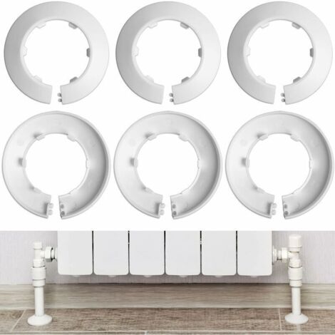 royaluxe -6 x Rosace de radiat, Ø 17 mm intéri, 47 mm extéri, 14 mm haut, Tuyaux 3/8 pouce, DN10, Cache-tuyaux de chauffage, pour tubes de radiat (1/5)