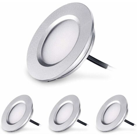 royaluxe -LED Spot Encastrable Extra Plat 3W 12V LED Encastré Lampe Plafonnier Rond Dimmable 240 Lumen Blanc Chaud IP44 pour Salle de bain Salon Cabine, Bateau Voiture Lot de 4 [Classe énergétique A++ (1/5)