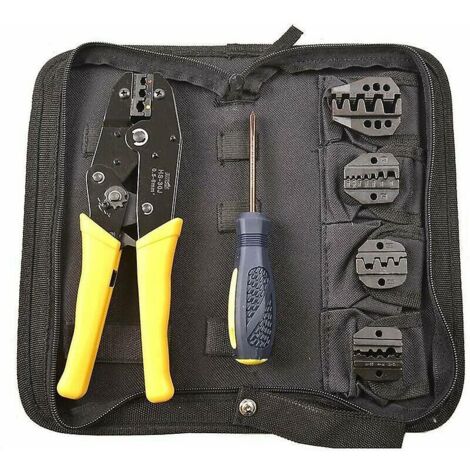 royaluxe -Coffret Pince à Sertir pour Cables Pince à Sertir Outil de Sertissage Pince Electricien Professionnel avec Mâchoires Interchangeables + Tournevis Jeu d'outils à main Pince (1/5)