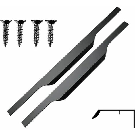 royaluxe -Poignée Cuisine Poignee de Meuble Poignées de Meuble dissimulées Poignées de Porte Noir Mat Poignée Profil en Aluminium Poignée Intégrée Meuble Cuisine pour tiroir placard intérie meuble 2 P (1/5)